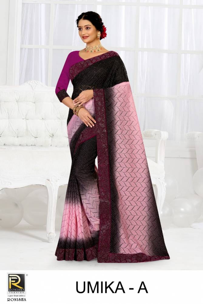 Ronisha Umika Latest Designer Fancy Wear Lycra Saree Collection